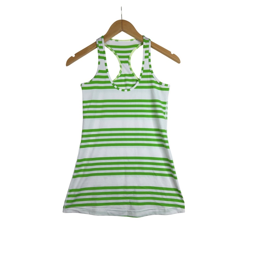 Lululemon Striped Racerback‎ Tank Top size Small Green/White